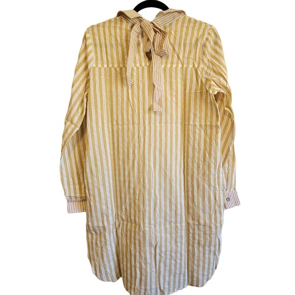 Mystree Womens Tunic Shirt Dress Stripes Bow Detail Button Front Small Cotton - Picture 4 of 7